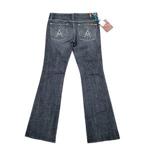 7FAM Size 31 Distressed A-Pocket Swarovski Jeweled Low‎ Rise Flare Jeans U130133